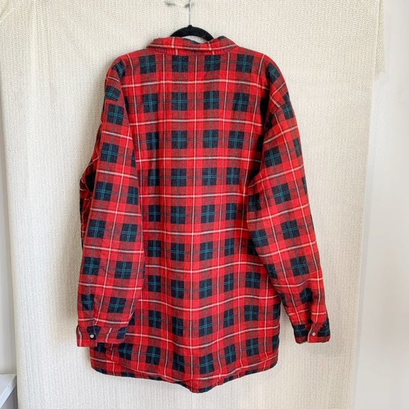 Blocks Sportwear Flannel Jacket 2XLT Red Green Plaid Filled Pockets Snap Pearl - Picture 2 of 11